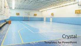  Presentation with sport - Amazing presentation theme having muscular system - interior of a sport games backdrop and a light blue colored foreground