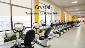  Presentation with hall of fame words - Presentation theme having muscular system - interior of treadmills background and a coral colored foreground