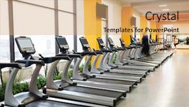  Presentation with fitness - Colorful presentation theme enhanced with muscular system - interior of treadmills backdrop and a coral colored foreground