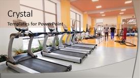  Presentation with hall of fame words - Beautiful PPT theme featuring muscular system - interior of treadmills backdrop and a  colored foreground