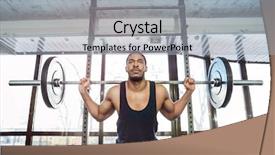  Presentation with barbell - Audience pleasing slides consisting of muscular weightlifter doing squats exercise using barbell in the gym backdrop and a light gray colored foreground