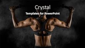  Presentation with exercise - Colorful slides enhanced with muscular-woman-doing-pull-up backdrop and a black colored foreground