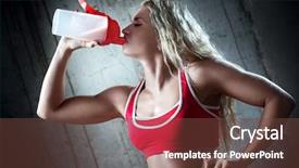  Presentation with sports nutrition - Presentation theme having muscular woman drinking sports nutrition background and a tawny brown colored foreground