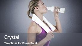  Presentation with animation - Presentation theme with muscular woman drinking water background and a  colored foreground