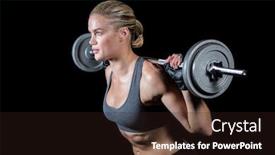  Presentation with barbell - Slides consisting of muscular woman lifting heavy barbell on black background background and a wine colored foreground