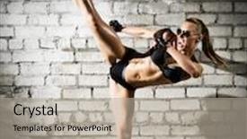  Presentation with dark grey - Colorful presentation design enhanced with grey brick wall dark version backdrop and a mint green colored foreground