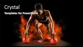  Presentation with fire red - Slide set consisting of muscular-woman-workout-with-red background and a black colored foreground