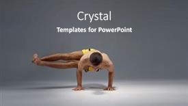  Presentation with yoga - Audience pleasing theme consisting of muscular-yoga-stands-on-hands backdrop and a gray colored foreground