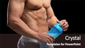  Presentation with protein shake - Cool new presentation theme with muscular young man with protein backdrop and a tawny brown colored foreground