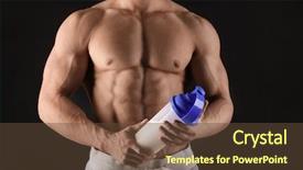  Presentation with protein shake - Amazing slides having muscular young man with protein backdrop and a tawny brown colored foreground