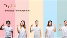  Presentation with skin care ethnic people - Cool new presentation design with musculo - collage of different ethnics young backdrop and a cream colored foreground