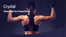  Presentation with weightlifting - Slide set with musculo - sport fitness bodybuilding weightlifting background and a wine colored foreground