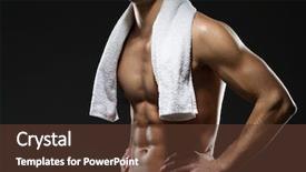  Presentation with black - Slide set featuring musculo - sportsman's torso isolated on black background and a tawny brown colored foreground