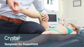  Presentation with musculoskeletal - Colorful slide deck enhanced with musculoskeletal - child's kinesio taping application backdrop and a ocean colored foreground