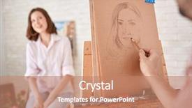  Presentation with drawing art therapy - Presentation design featuring muse - male artist drawing portrait background and a coral colored foreground