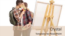  Presentation with faces - Beautiful theme featuring muse - young couple kissing next backdrop and a lemonade colored foreground