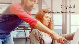  Presentation with gallery - Colorful PPT theme enhanced with museum art - young caucasian couple standing backdrop and a coral colored foreground