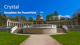  Presentation with museum - Slide deck enhanced with museum-estate arkhangelskoye near moscow - russia background and a cobalt blue colored foreground