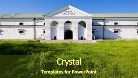  Presentation with museum artifacts tools - Theme with museum of arsenal zamosc poland background and a tawny brown colored foreground