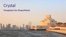  Presentation with islamic art - Slide deck consisting of museum of islamic art background and a sky blue colored foreground