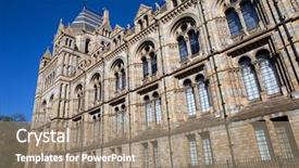  Presentation with history england - Amazing PPT theme having museum of natural history backdrop and a coral colored foreground