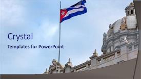  Presentation with revolution - Audience pleasing slide set consisting of cuba flag - museum of the revolution backdrop and a sky blue colored foreground