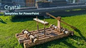  Presentation with czech republic - Presentation theme featuring museum-of-wooden-rafting-purkarec background and a ocean colored foreground