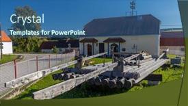  Presentation with rafting - Slide deck having museum-of-wooden-rafting-purkarec background and a ocean colored foreground