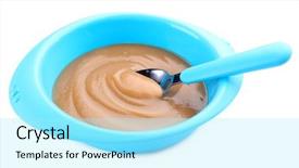  Presentation with baby food lebanese plaqts - Presentation enhanced with mush - baby food in bowl isolated background and a arctic colored foreground