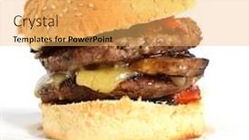  Presentation with cheddar - Beautiful presentation theme featuring mushroom-burger-with-fried-tomatoes backdrop and a yellow colored foreground