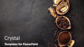  Presentation with food industry - Colorful PPT theme enhanced with mushroom-chaga-coffee-superfood-trend backdrop and a dark gray colored foreground