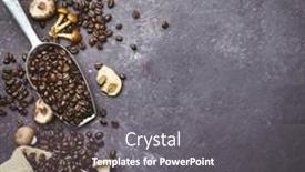  Presentation with food industry - PPT theme featuring mushroom-chaga-coffee-superfood-trend background and a gray colored foreground