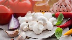  Presentation with champignon mushroom - PPT layouts featuring mushroom champignon and all you need to make sauce - food and drink background and a coral colored foreground