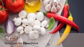  Presentation with champignon mushroom - Amazing PPT layouts having mushroom champignon and all you need to make sauce - food and drink backdrop and a light gray colored foreground