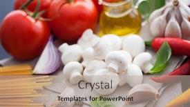  Presentation with champignon mushroom - Beautiful theme featuring mushroom champignon and all you need to make sauce - food and drink backdrop and a mint green colored foreground