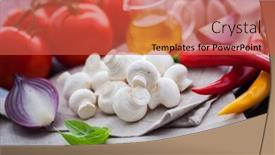  Presentation with champignon mushroom - PPT layouts with mushroom champignon and all you need to make sauce - food and drink background and a red colored foreground