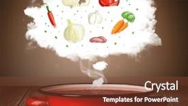  Presentation with vapor - Presentation design enhanced with mushroom cloud - vegetables in vapor steam above background and a  colored foreground