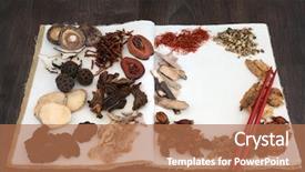  Presentation with traditional chinese medicine - Slide set consisting of mushroom drug - chinese herb selection used background and a  colored foreground
