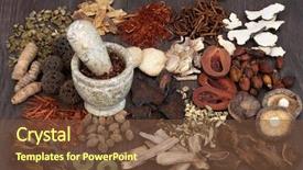  Presentation with traditional chinese medicine - Presentation enhanced with mushroom drug - traditional chinese herbal medicine selection background and a  colored foreground