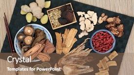  Presentation with traditional chinese medicine - Presentation theme having mushroom drug - traditional chinese herbs used background and a coral colored foreground