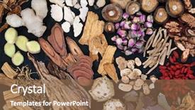  Presentation with traditional chinese medicine - Beautiful slides featuring mushroom drug - traditional chinese herbs used backdrop and a coral colored foreground