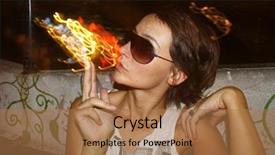  Presentation with cosmic - PPT layouts featuring mushroom drug - young woman smoking some colorful background and a coral colored foreground