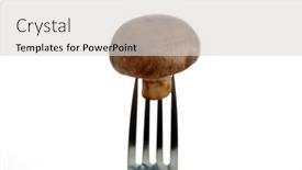  Presentation with mushroom - Beautiful presentation featuring mushroom-on-a-fork-isolated backdrop and a light gray colored foreground