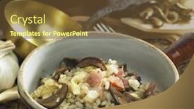  Presentation with mushroom - Amazing slide deck having mushroom-rissoto backdrop and a tawny brown colored foreground