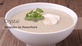  Presentation with mushroom - Beautiful PPT theme featuring mushroom soup and parsley backdrop and a lemonade colored foreground
