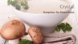  Presentation with mushroom - Amazing PPT layouts having mushroom soup backdrop and a sky blue colored foreground