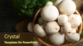  Presentation with mushrooms - Slides having mushrooms-in-basket-on-wooden background and a tawny brown colored foreground