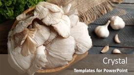  Presentation with mushrooms - Beautiful theme featuring mushrooms-in-basket-on-wooden backdrop and a coral colored foreground