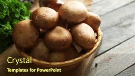  Presentation with mushrooms - Presentation theme having mushrooms-in-basket-on-wooden background and a wine colored foreground