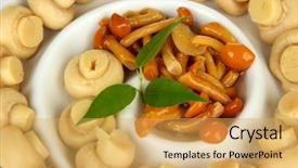  Presentation with mushrooms - Beautiful theme featuring mushrooms in bowl close up backdrop and a  colored foreground